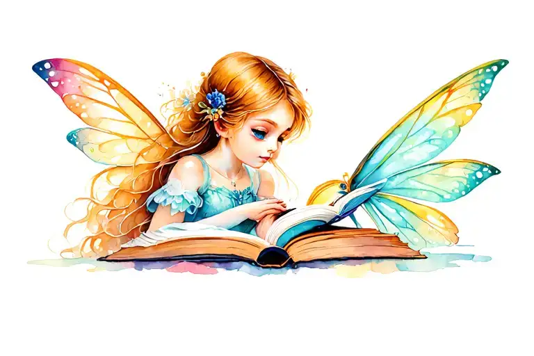 Fairy Reading A Book With Her Eyes Showing Over The Top Of The Book