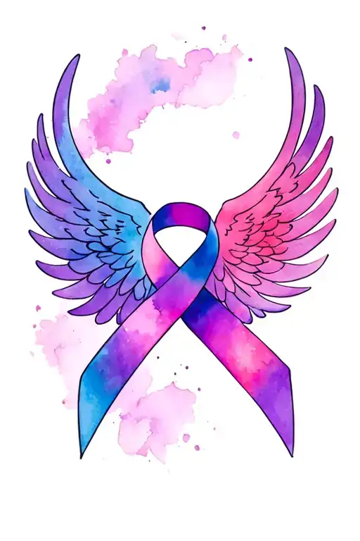 Cervical Cancer Ribbon With Wings