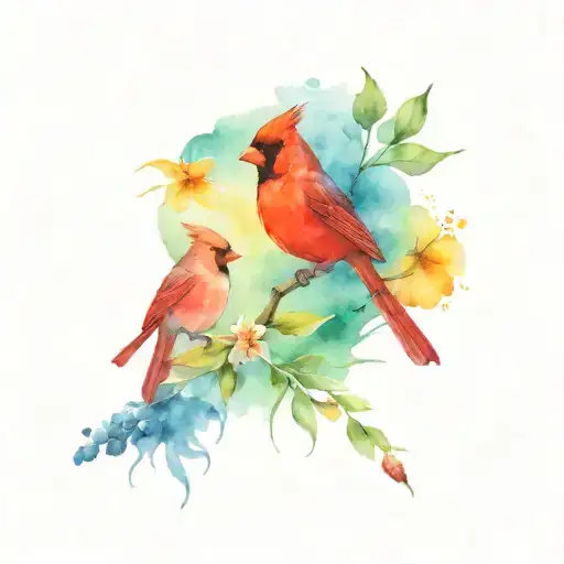 Cardinal And Beach Scene