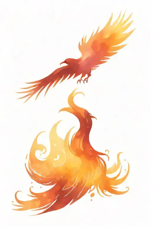Water And Fire Phoenix Bird