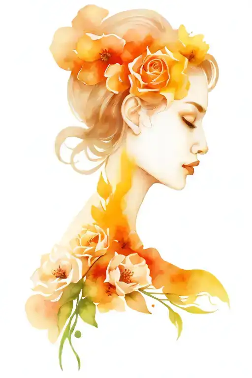 Floral Lady Head Profile