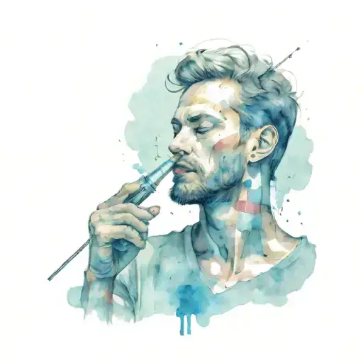 Man Holding A Syringe Symbolizing Freedom