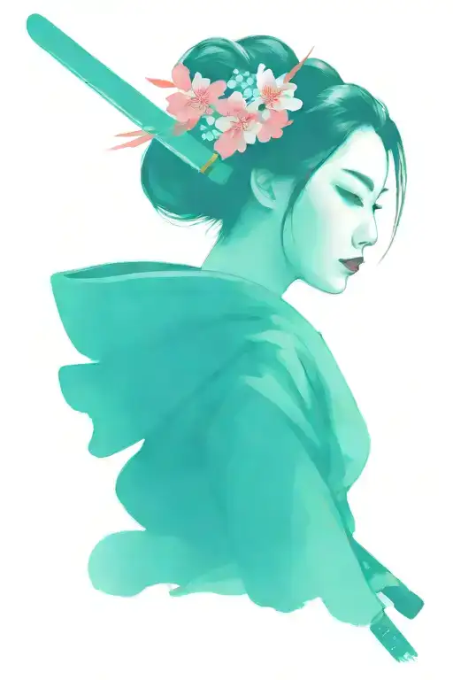 Geisha Face With Katana