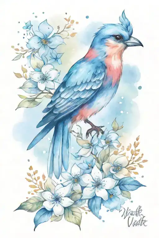 Valk Bird With Flowers And Stars