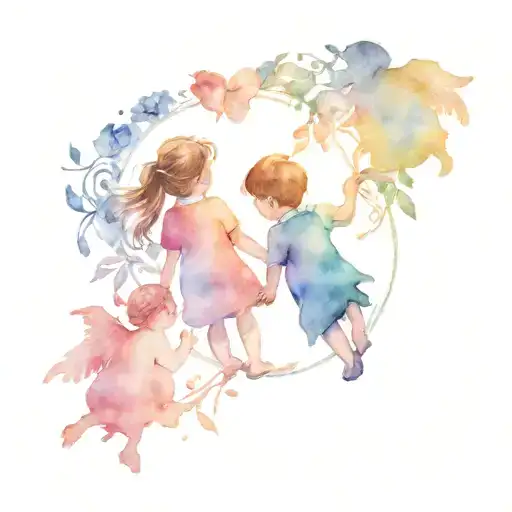 Children And Children In Heaven Holding Hands