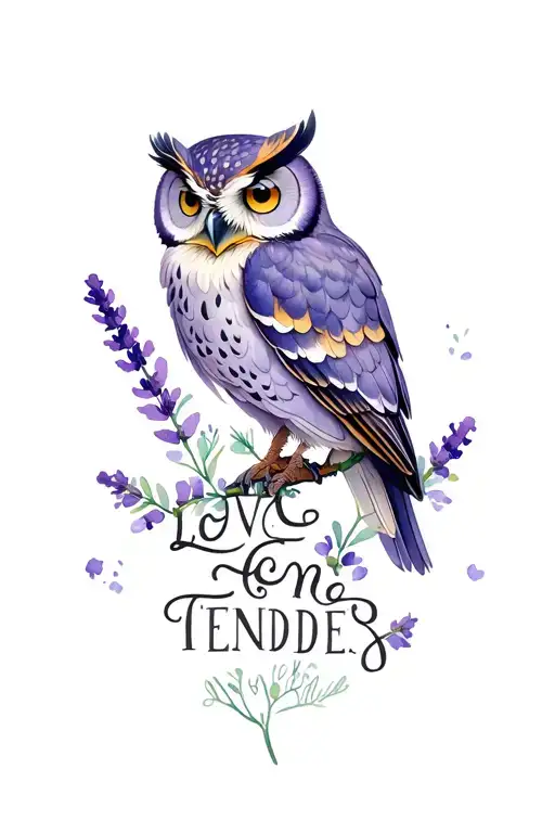 Large Owl With Love Me Tender Lyrics Incorporated With Lavender Plants Designed For A Male