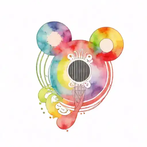 King Ettore Defends Minnie Unnder Rainbow Colored Soundhole