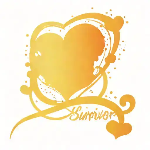 Cardiograph Line With Words Survivor Intertwined And A Love Heart