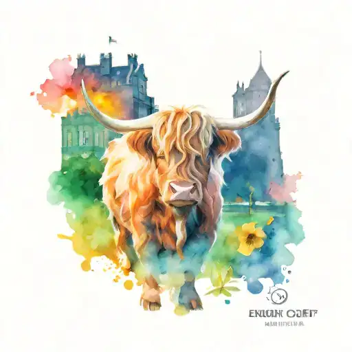 Cheeky Highland Cow In Front Of Edinburgh Castle