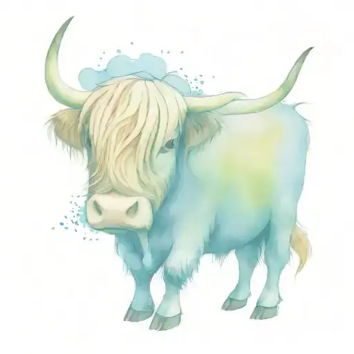 Funny Cute Highland Cow In Front Of Edinburgh Castle