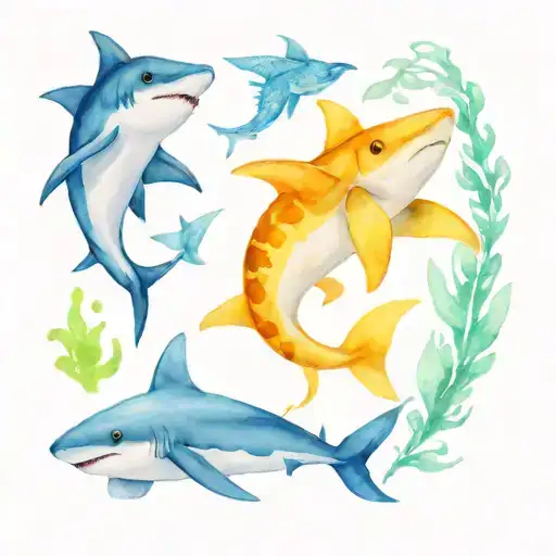 Maldivian Baby Shark And Tortule And Manta Ray