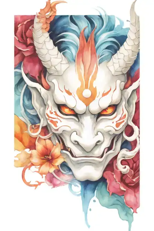 Oni Mask And Dragon