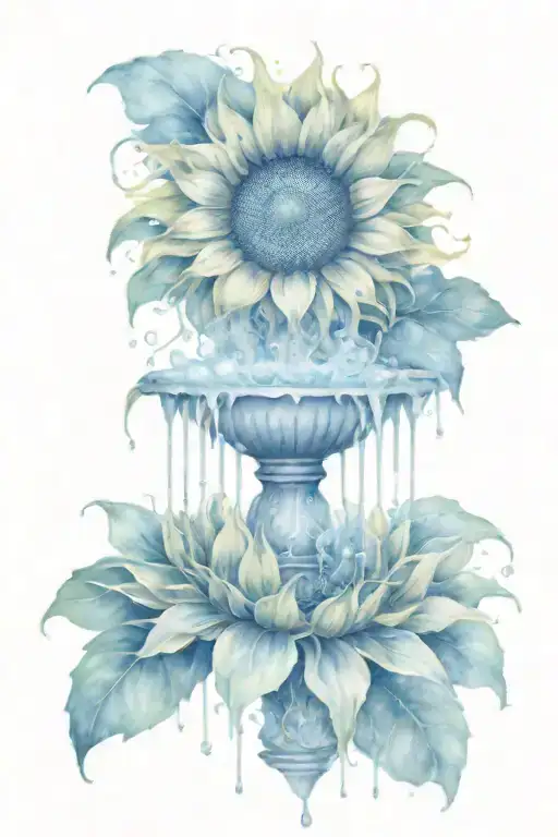 A Fountain Blooming Into A Sunflower With Intricate Details