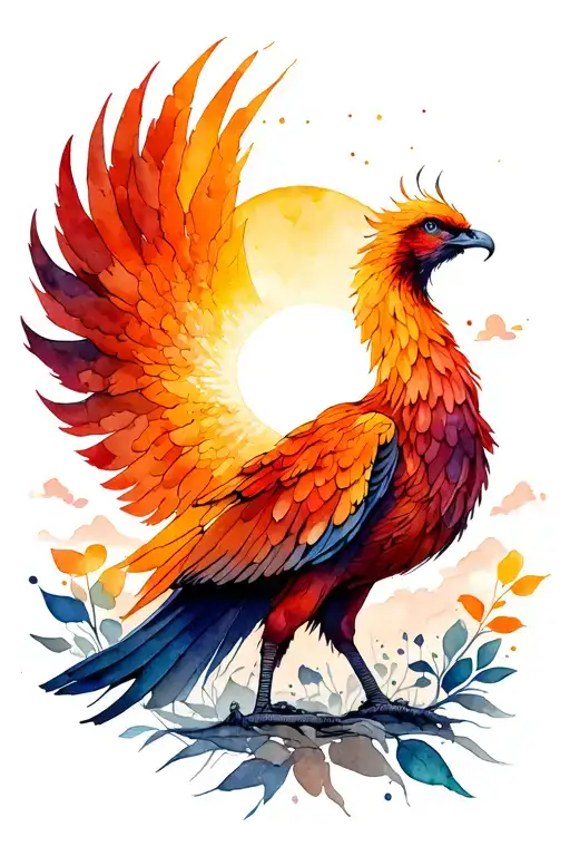 Pheonix Rising Sun In The Background