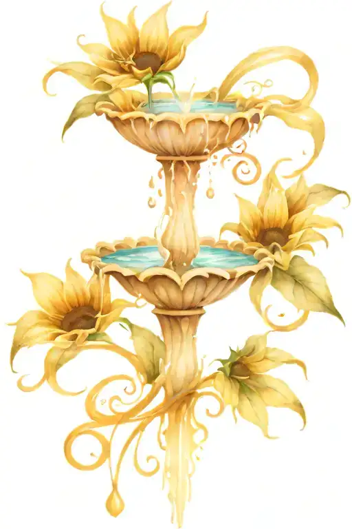 A Fountain Blooming Into A Sunflower With Intricate Details