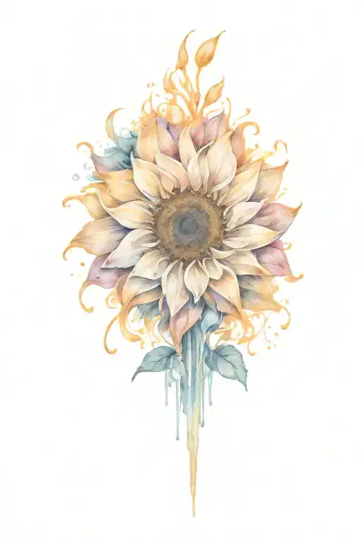 A Fountain Blooming Into A Sunflower With Intricate Details