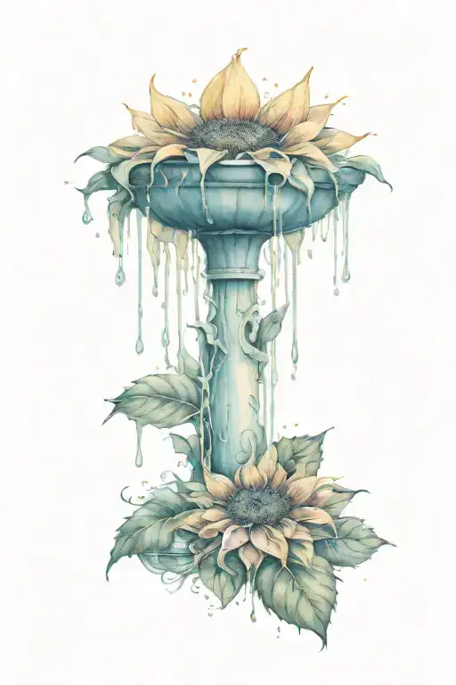 A Fountain Blooming Into A Sunflower With Intricate Details