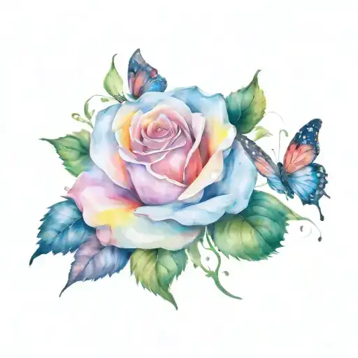 Rose And Butterflies