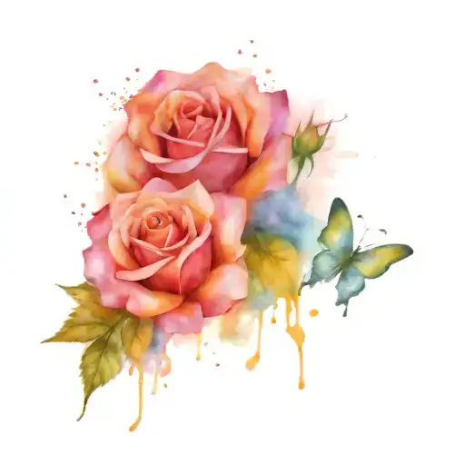 Rose And Butterflies