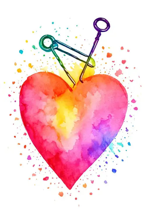 Rainbow Pride Heart With A Safety Pin