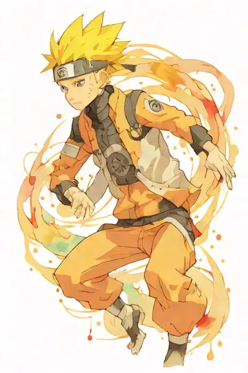 I Want Naruto Characters With Watercolor And Abstract Style
