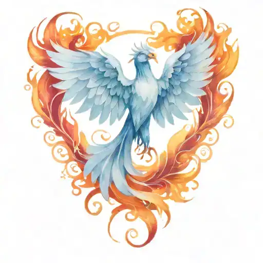 Orange And Red Phoenix Raising From The Ashes Symbolizing Rebirth