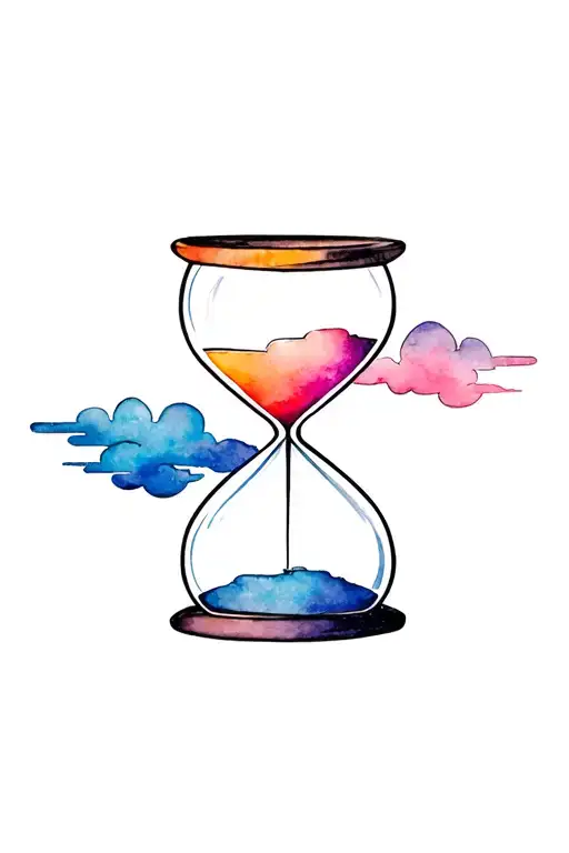 Hourglass Surrounded By Clouds Bold Black Quote Coverup