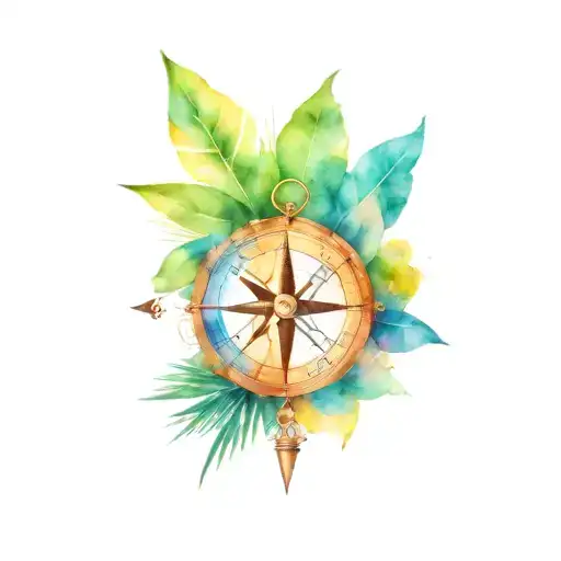 Compass In A Tropical Vacation