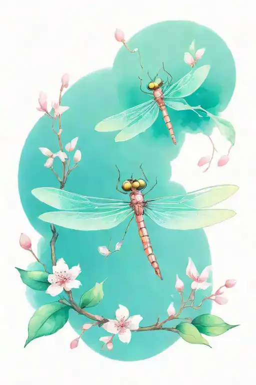 Dragonfly And Cherry Blossom