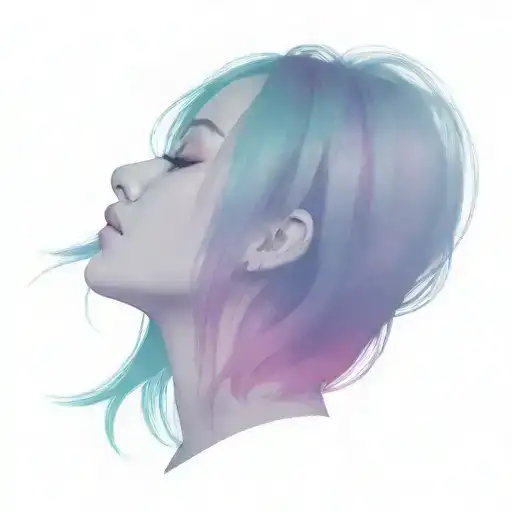 Girl With Hair Made From Pastel Rainbow Clouds
