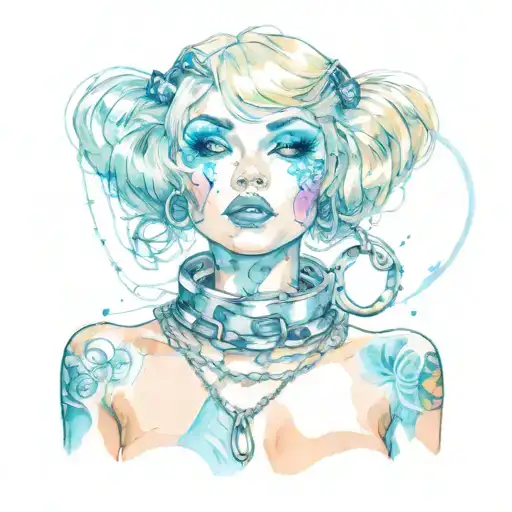 Sissy Bimbo With Collar And Chain Leash