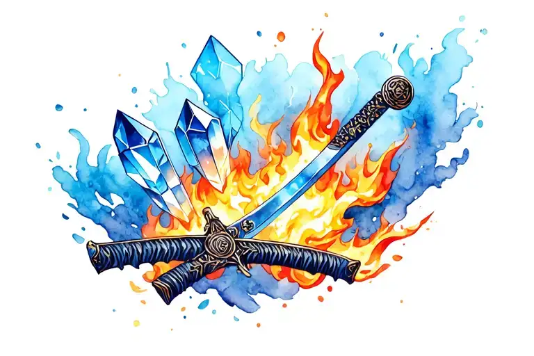 Crystal Katana On Fire