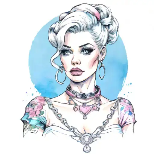 Sissy Bimbo With Collar And Chain Leash