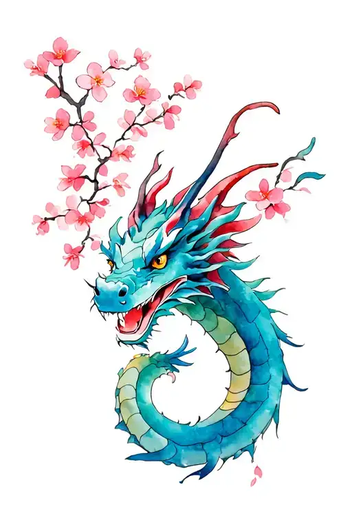 Sakura Flowers Spirited Away Haku Dragon