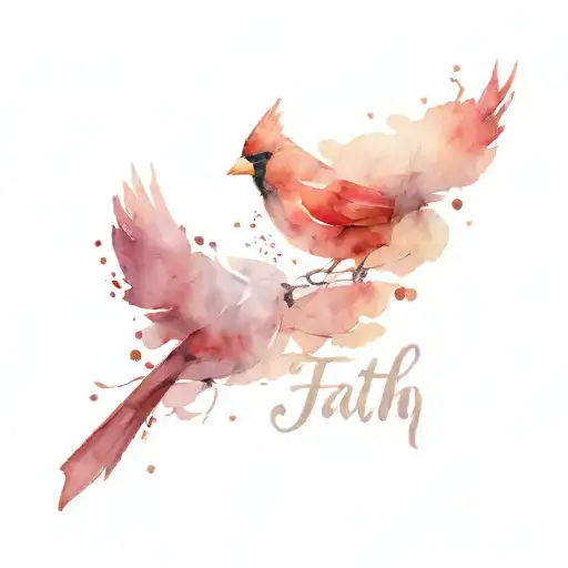 A Cardinal Flying Spelling Out The Word Faith Sentences Joined Together