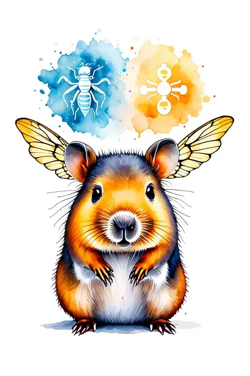 A Wombat Surrounded By Dopamine And Serotonin Symbols And Insect Wings