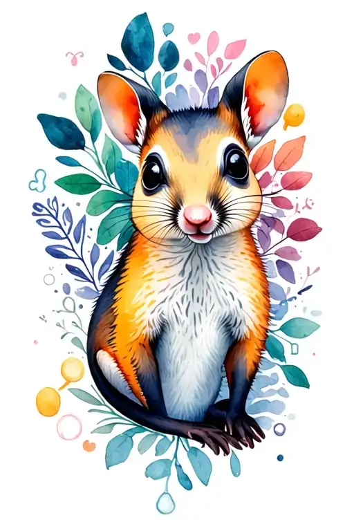 Quoll Surrounded By Dopamine And Serotonin Symbols