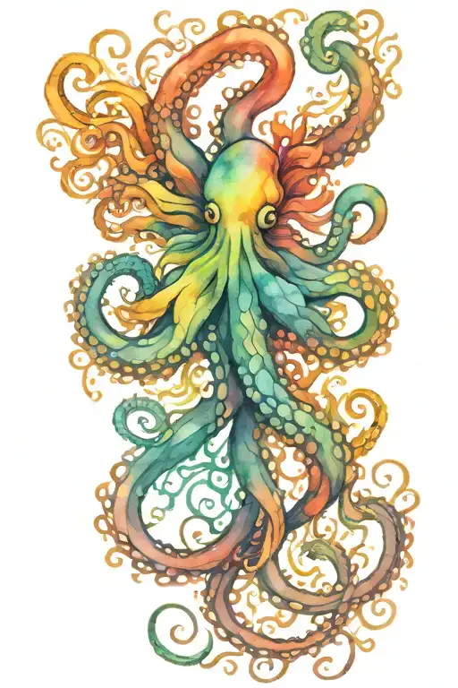 Octopus Colorful Majestic Phoenix Rising
