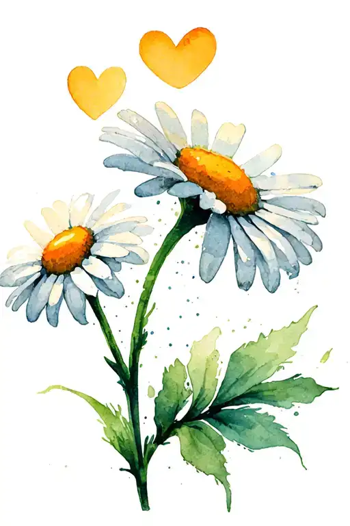 Daisy With 2 Hearts