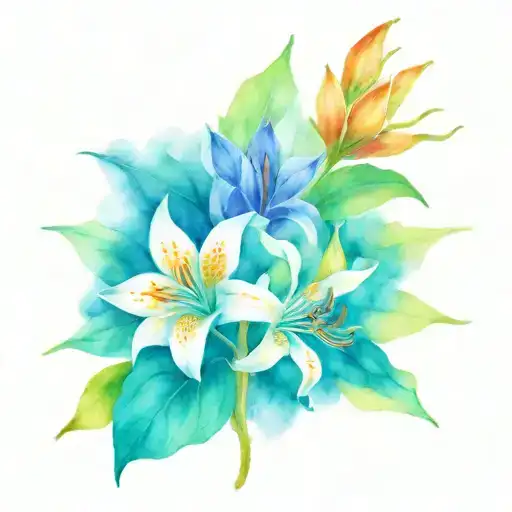 Tiger Lily Sunflowers And Lilacs Intertwined