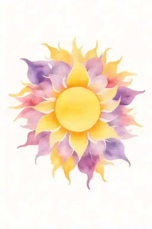 Sun In Yellow And Background Violet
