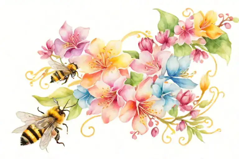 Bees Flowers Vine Wrapping