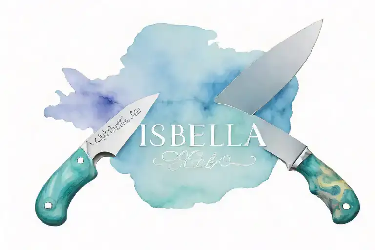 Damascus Steel Chefs Knife With The Word Isabella Inside It