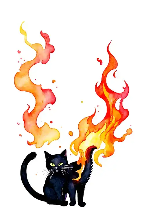 Black Cat Breathing Fire