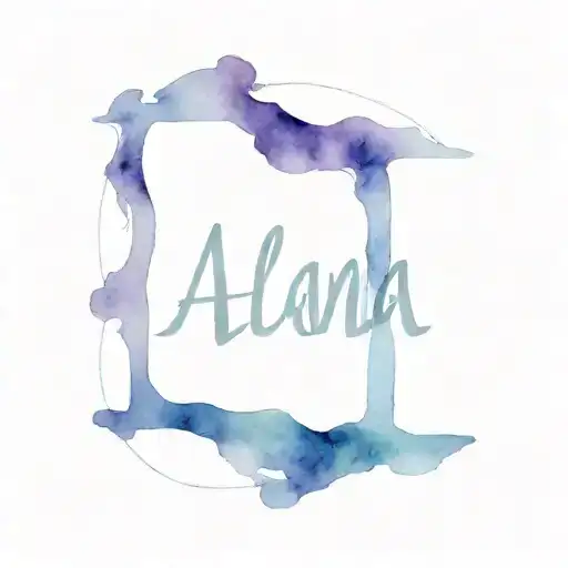 A Small Amethyst Crystal And Next To It In Small Letters The Name Alana