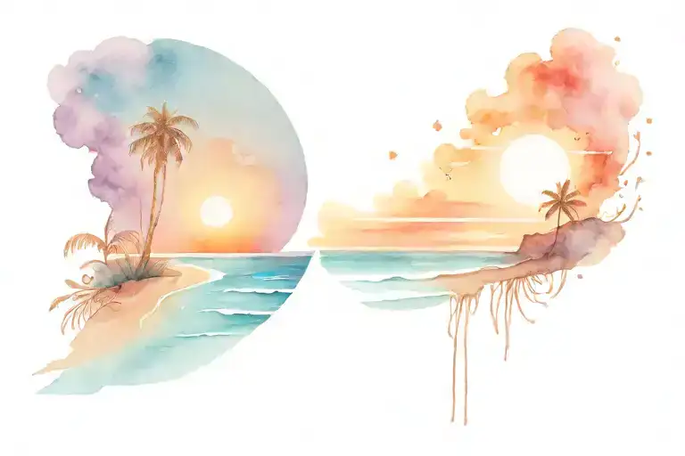 Beach Sunset Space Surrounded