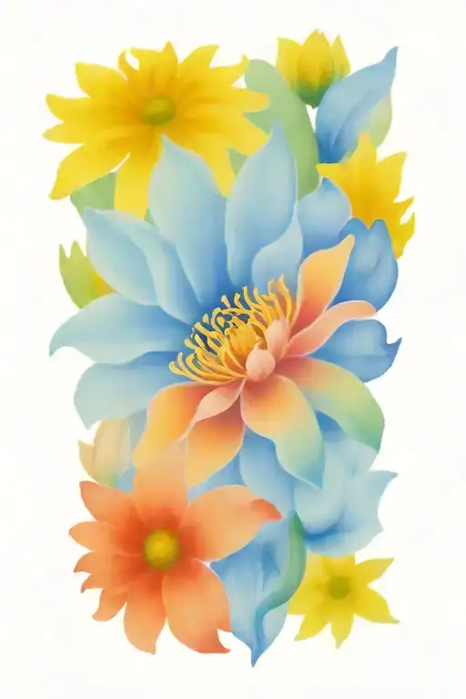 An Intricate Design Of A Chrysanthemum And Larkspur