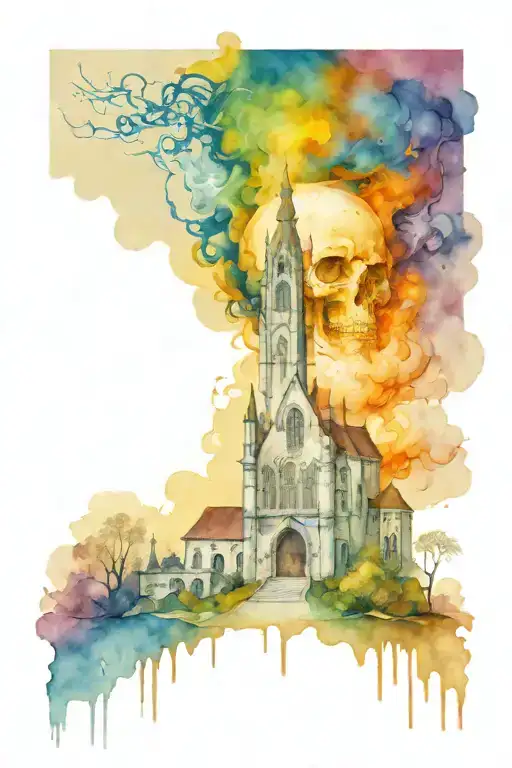 Blowing Up Gothic Monastery Growing From The Skull