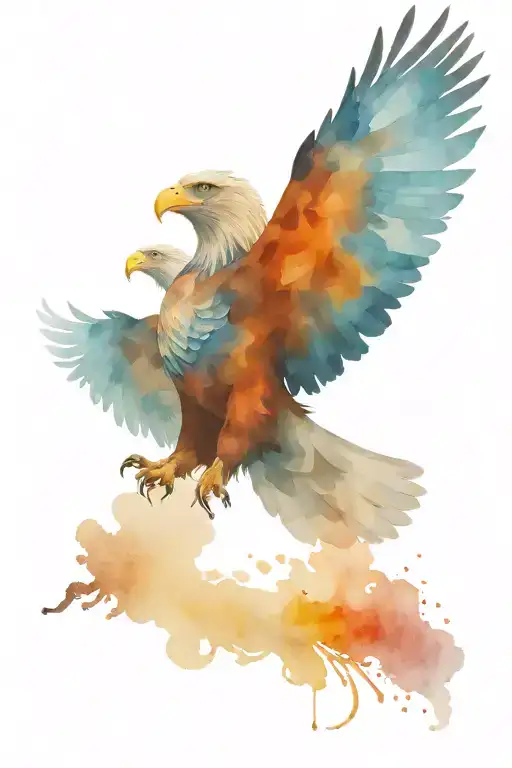 Eagle In Flight With Wings Half Spread