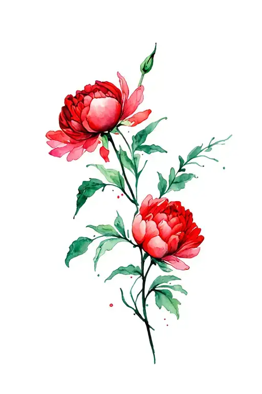 A Red Peony That Reminds The Blood When It Goes To The Water But Must Be Delicate